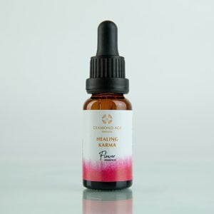 15 ml dropper bottle of flower essence called healing karma which helps us to heal our karma and bring harmony to our karmic relations.