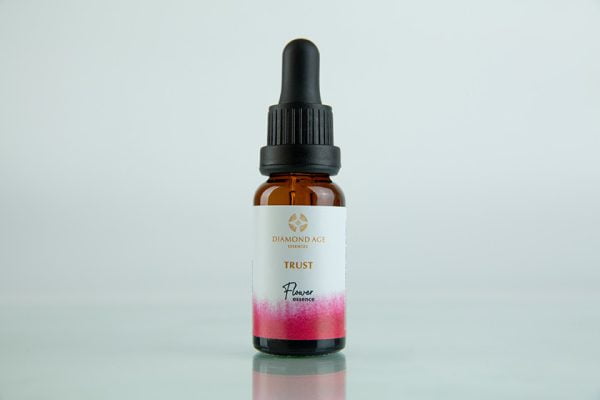 15 ml dropper bottle of flower essence called trust which helps us to release the anxiety for the future and to build deep trust with existence and give our best self in the present moment.