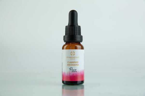 15 ml dropper bottle of flower essence formula called clarified decisions which helps us to have clarity and make clear meaningful decisions.