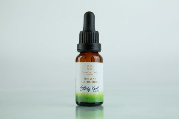 15 ml dropper bottle of butterfly essence called the way to freedom which helps us to free ourselves from any inner tendency or outer situation which keeps us into a restrictive way of being.