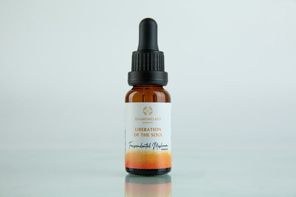 15 ml dropper bottle of mushroom essence called liberation of the soul which helps us to liberate and free our soul from negative situations and ways of being.