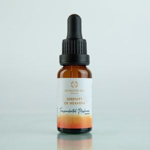 15 ml dropper bottle of mushroom essence called serenity of heavens which helps us to release anxiety and feel deep heavenly peace and serenity