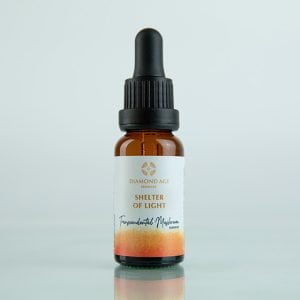 15 ml dropper bottle of mushroom essence called shelter of light which keeps us protected under the shelter of light and helps us to allow the light of consciousness to guide our path.
