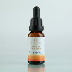 15 ml dropper bottle of mushroom essence called spirit of compassion which helps transform our anger and be protected from the anger of others.