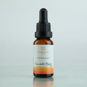 15 ml dropper bottle of mushroom essence called divine male which helps connect with the divine aspect of the male energy inside of us