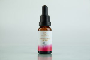 15 ml dropper bottle of flower essence called transcending the past from diamond age essences series. helps us to stop the repetitive patterns and move to a new way of being