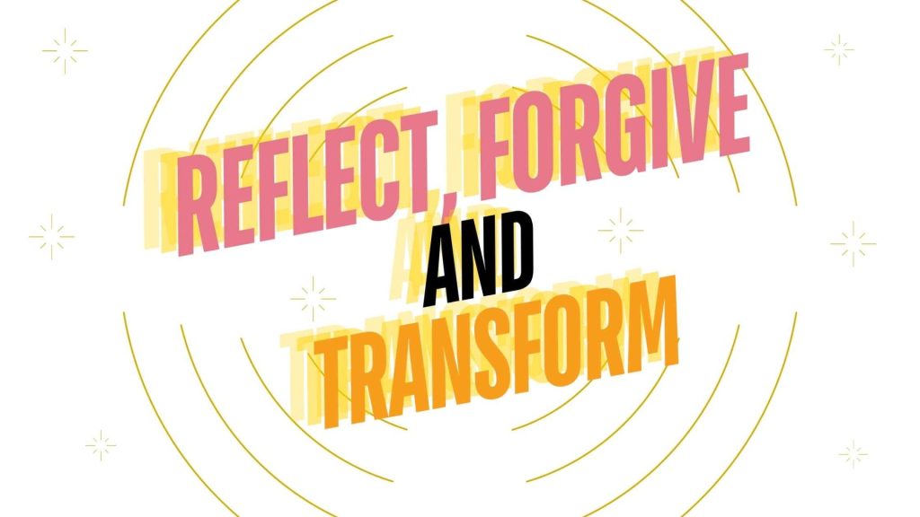 banner for the diamond age essences article called reflect, forgive and transform. A graceful closing of the year.